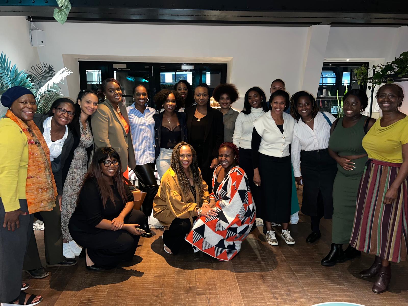 A large group of women together at the close of an evening